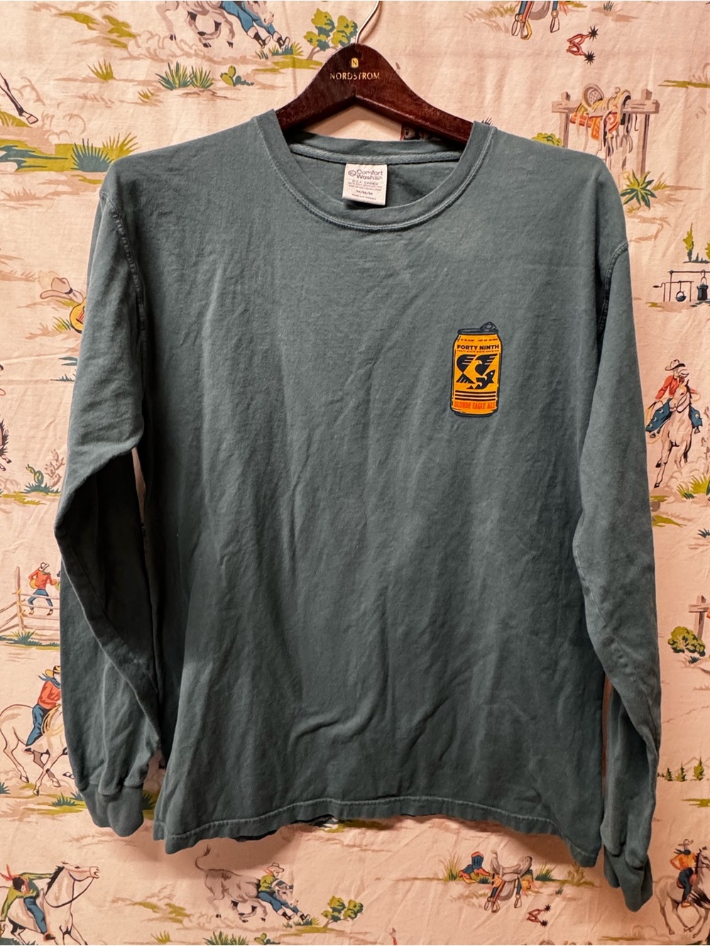 Comfort Wash Slate Green Long Sleeve Tee Forty Ninth State Brewing size medium